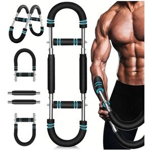 Adjustable Black & Teal Ab Roller Push-Up Bar for Men